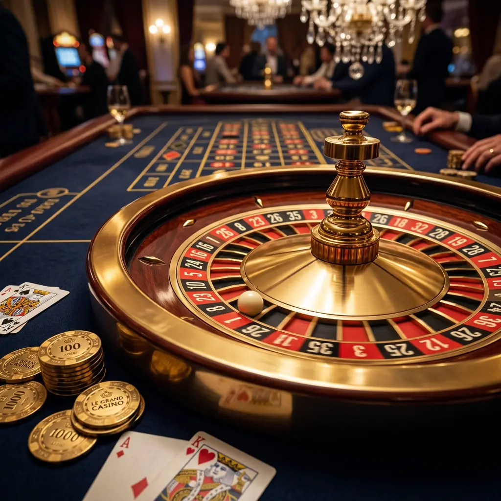 Casino chips and roulette wheel illustrating GC and SC currencies
